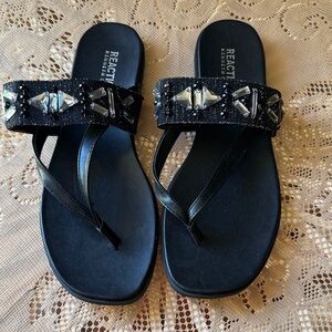 Kenneth Cole Black Embellished Sandals
